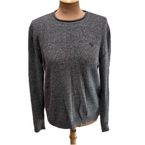 Abercrombie & Fitch Gray Marled Pullover Sweater Moose Logo Cotton Y2K 90s